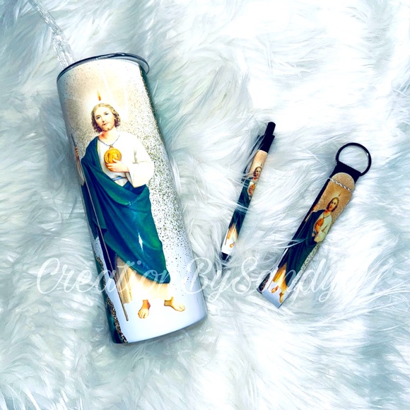 San Judas Tadeo | 20oz | NEW | Pluma y Llavero de mano - Picture 1 of 1